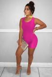 Black Sexy Fashion zipper Solid Backless Sleeveless Slip 