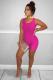 rose red Sexy Fashion zipper Solid Backless Sleeveless Slip 