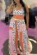 Leopard Print Street Print Patchwork Square Collar Straight Jumpsuits