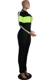 Blue Casual Fashion Solid zipper Patchwork Long Sleeve V Neck 