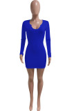 Black Casual Solid Patchwork V Neck A Line Dresses