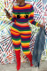 Multicolor Sexy Print O Neck Long Sleeve Two Pieces