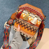 Light Brown Fashion Casual Patchwork Ethnic Print Tassel Design Crossbody Bag