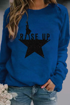 Blue Casual Street Letter Print The stars Pullovers Basic O Neck Tops