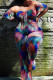 Multi-color Fashion Sexy adult One word collar Patchwork Print Bandage ruffle Stitching Plus Size