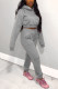 Grey Street Solid Hooded Collar Long Sleeve Two Pieces