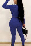 Wine Red Street Solid Hollowed Out See-through U Neck Long Sleeve Short Two Pieces