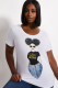 White Fashion Casual adult Ma'am O Neck Print Pattern Plus Size