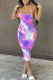 Light Purple Milk. Fashion Street Light Blue Light Purple Off The Shoulder Sleeveless Halter Neck Step Skirt Mid-Calf Print backless Tie and dye Dresses