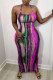 Purple Fashion Sexy Print Backless Slit Spaghetti Strap Sleeveless Dress