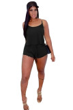 Black Fashion Sexy adult Ma'am Patchwork Solid Two Piece Suits pencil Sleeveless Two Pieces