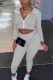 Grey Sexy Solid Hooded Collar Long Sleeve Regular Sleeve Short Two Pieces