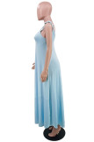 Yellow Sexy Casual Solid Backless V Neck Sling Dress