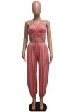 Black Fashion Sexy Solid bandage Backless Slip Jumpsuits