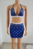 Pink Sexy Street Print Patchwork Swimwears