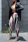 Pink Sexy Print Patchwork Skinny High Waist Pencil Full Print Bottoms