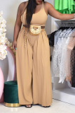 Grey Casual Solid Hollowed Out O Neck Sleeveless Two Pieces