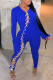 Blue Fashion Casual Solid Hollowed Out O Neck Skinny Jumpsuits