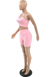 Mint green Sexy Solid Patchwork One Shoulder Sleeveless Two Pieces