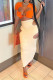 Orange Fashion Sexy Solid Hollowed Out V Neck Short Sleeve Two Pieces