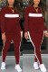 Purplish Red Fashion Sexy Adult Striped Patchwork Patchwork O Neck Long Sleeve Regular Sleeve Regular Two Pieces