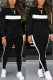 Black Fashion Sexy Adult Striped Patchwork Patchwork O Neck Long Sleeve Regular Sleeve Regular Two Pieces
