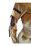 Red Casual Solid Patchwork Two Piece Suits pencil Long Sleeve
