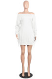 Yellow Sexy Fashion One Shoulder Long Sleeves One word collar Hip skirt skirt backless eyelet bandage Club