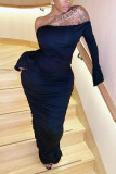 Red Fashion Sexy adult Patchwork Solid backless Draped Two Piece Suits pencil Half Sleeve Two Pieces