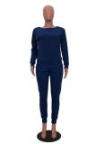 White Casual Fashion Slim fit Solid Two Piece Suits Patchwork pencil Long Sleeve