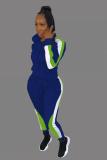 Royal blue adult Fashion OL Solid Two Piece Suits Patchwork Zippered pencil Long Sleeve