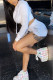 White Fashion Casual Europe and America Solid Zippered Straight Long Sleeve Two Pieces