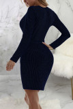 Gold Sexy Solid Patchwork V Neck Irregular Dress Dresses
