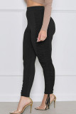 Grey Street Solid Patch Fold Regular Mid Waist Pencil Bottoms