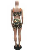 Camouflage Fashion Active adult Patchwork Print Camouflage Bandage Two Piece Suits Hip skirt Sleeveless Two Pieces