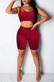 Blue Casual Sportswear Solid Vests U Neck Sleeveless Two Pieces