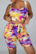 Purple Sexy Print Patchwork U Neck Sleeveless Two Pieces