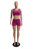 Blue Casual Sportswear Solid Vests U Neck Sleeveless Two Pieces