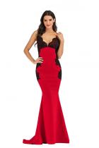 Red adult Fashion Sexy Spaghetti Strap Sleeveless Slip Mermaid Floor-Length Patchwork backless