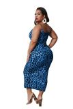 Brown Fashion Sexy adult Slip Leopard Patchwork Print Stitching Plus Size