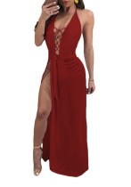 Maroon Brief Cute Asymmetrical Loose Long Club Dresses