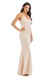 Red Fashion adult Sexy Spaghetti Strap Sleeveless Slip Slim Dress Floor-Length Patchwork Solid