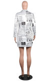 White Polo collar Long Sleeve Patchwork Blouses & Shirts