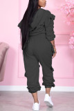 Pink Sexy Solid Patchwork Zipper Collar Long Sleeve Two Pieces