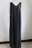 Black Casual Solid Patchwork Spaghetti Strap Cake Skirt Dresses