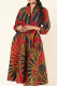 Red Casual Print Patchwork Turndown Collar Printed Dress Dresses