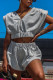 Grey Casual Solid Patchwork Fold Zipper V Neck Sleeveless Two Pieces