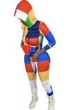 multicolor Chlorine Fashion adult Casual Two Piece Suits Print Patchwork pencil Long Sleeve 