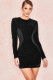 Black Sexy Cap Sleeve Long Sleeves O neck Step Skirt skirt Sequin Solid Club Dresses
