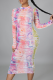 Pink Casual Print Patchwork Pencil Skirt Dresses